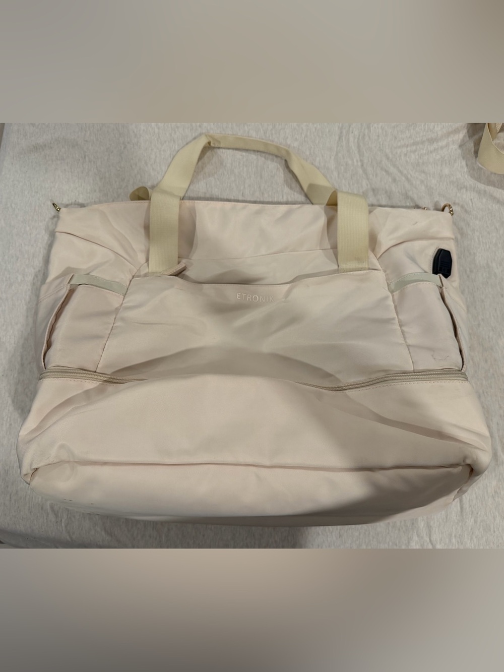 Amazon Cream Canvas Tote with Front Zip Pocket